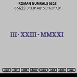 Roman Numerals 0323 Embroidery File 6 sizes