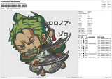 RORONOA ZORO Embroidery File 6 size
