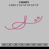 S Hearts Embroidery File 6 sizes