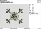Rose Tattoo Embroidery File 6 sizes