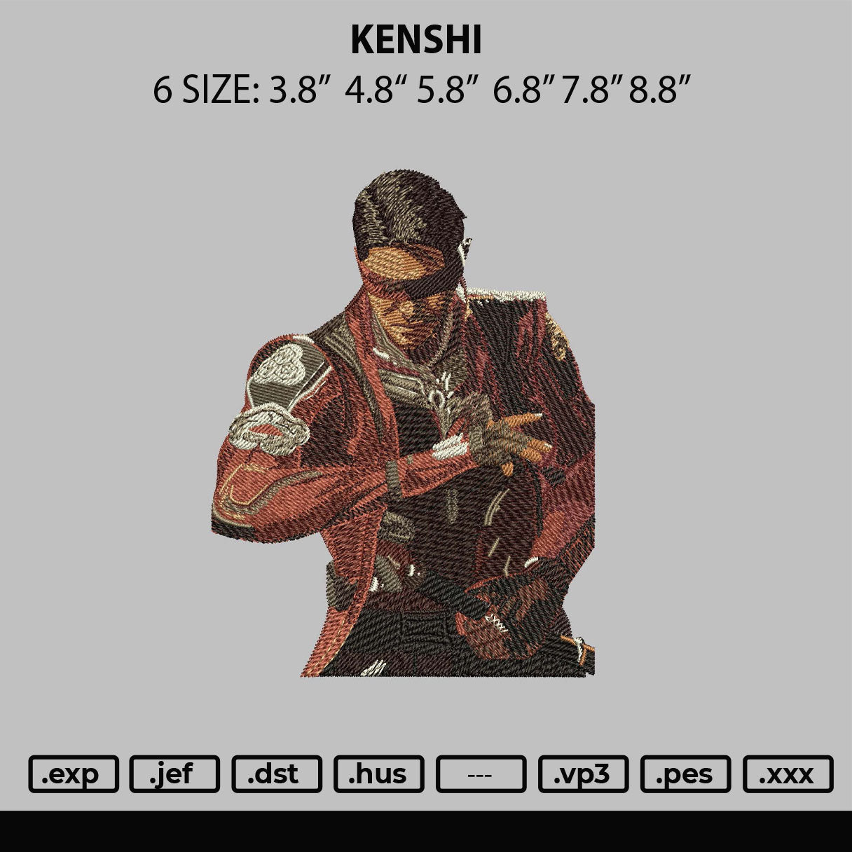 Kenshi Embroidery File 6 sizes embrostudio