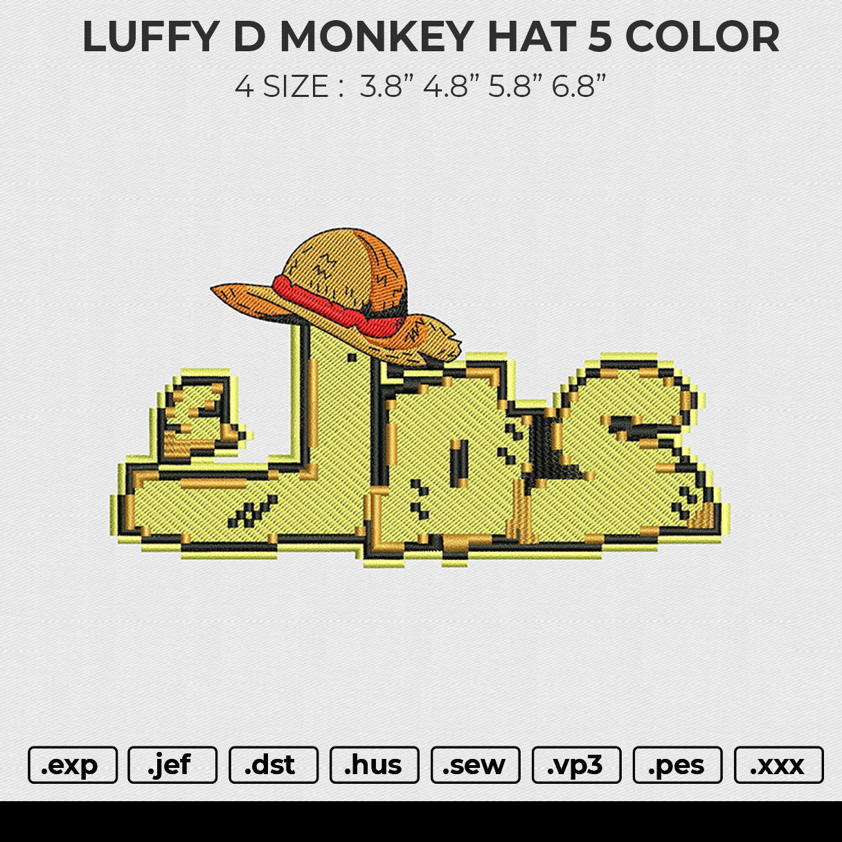 LUFFY D MONKEY HAT 5 COLOR Embroidery – embrostudio
