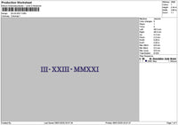 Roman Numerals 0323 Embroidery File 6 sizes