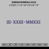 Roman Numerals 0323 Embroidery File 6 sizes