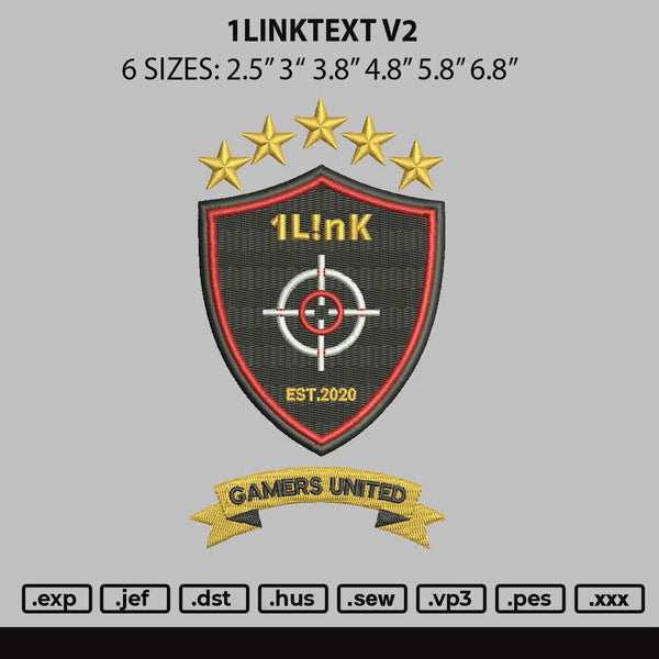 1linktext v2 Embroidery File 6 sizes