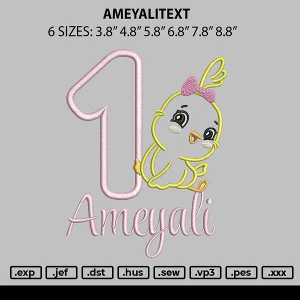Ameyalitext Embroidery File 6 sizes