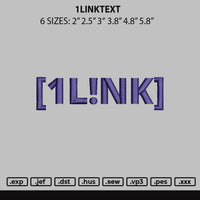 1linktext Embroidery File 6 sizes