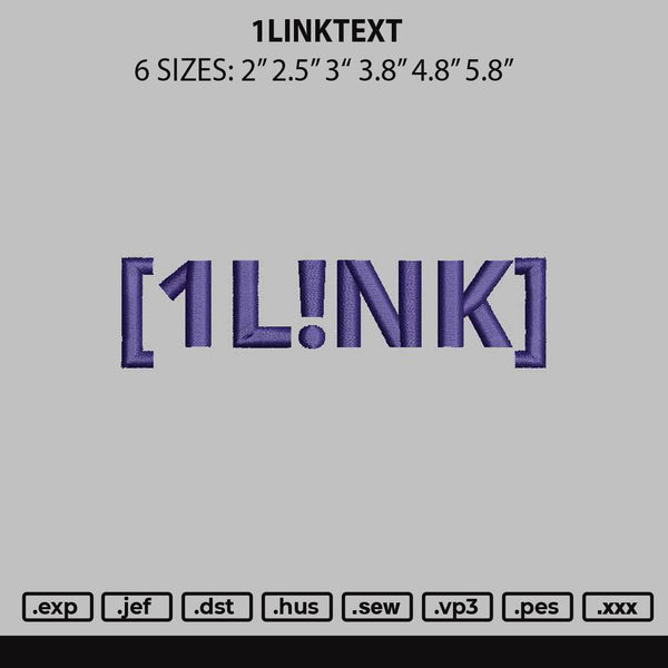 1linktext Embroidery File 6 sizes