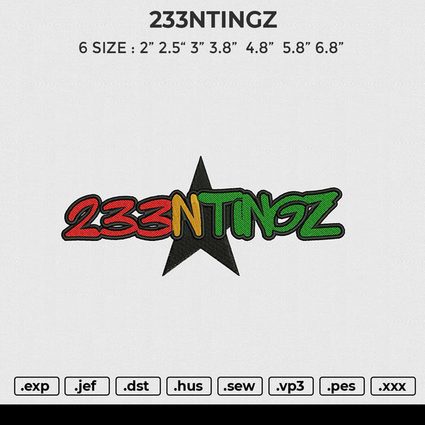 233NTINGZ Embroidery File 6 size