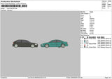 2 Cars 2903 Embroidery File 6 sizes
