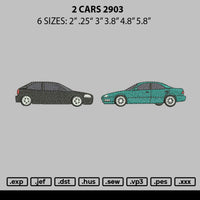 2 Cars 2903 Embroidery File 6 sizes