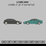2 Cars 2903 Embroidery File 6 sizes