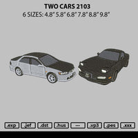 Two Cars 2103 Embroidery File 6 sizes