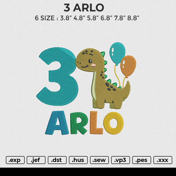 3 ARLO Embroidery File 6 size