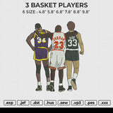 3 BASKET PLAYERS Embroidery File 6 size