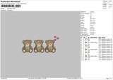 3 Bears Embroidery File 6 sizes