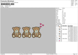 3 Bears Embroidery File 6 sizes