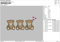 3 Bears Embroidery File 6 sizes