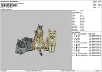 3 Cats 0304 Embroidery File 6 sizes