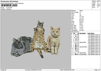 3 Cats 0304 Embroidery File 6 sizes