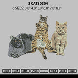3 Cats 0304 Embroidery File 6 sizes