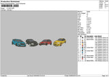 4 Cars 0405 Embroidery File 6 sizes