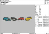 4 Cars 0405 Embroidery File 6 sizes