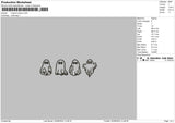 4 Ghosts Embroidery File 6 sizes