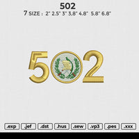 502 Embroidery File 6 size