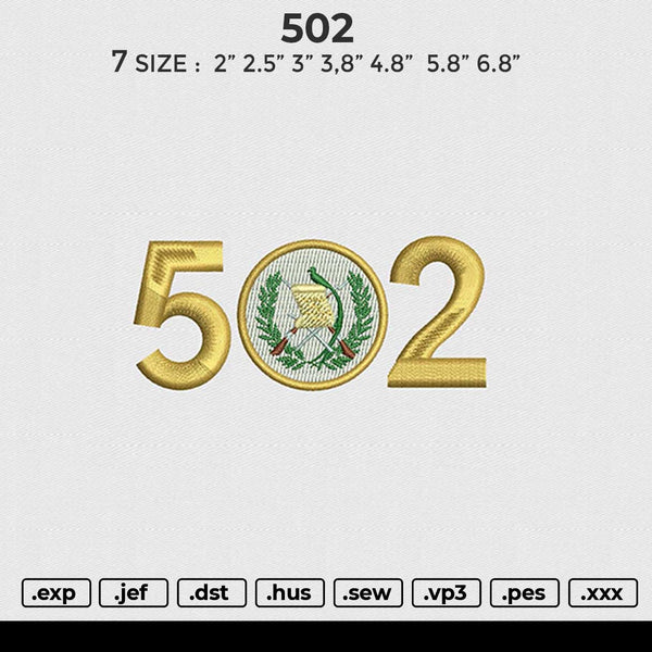 502 Embroidery File 6 size