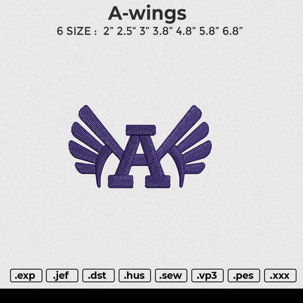 A-wings Embroidery File 6 size