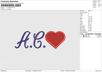 AC HEART Embroidery File 6 size