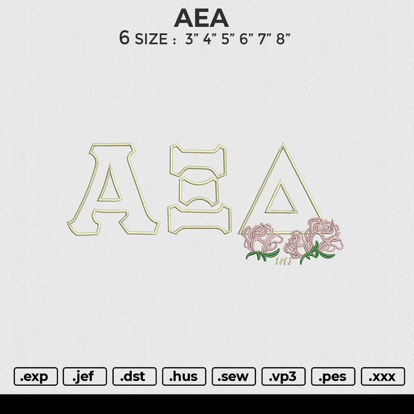 AEA Embroidery File 6 size