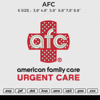 AFC Embroidery File 6 size