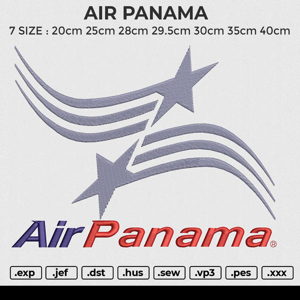 AIR PANAMA Embroidery File 6 size