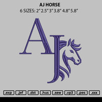 Aj Horse Embroidery File 6 sizes