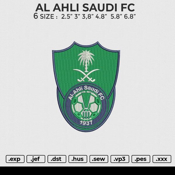 AL AHLI SAUDI FC Embroidery File 6 size