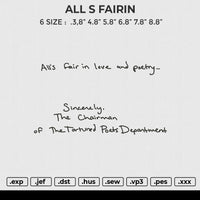 ALL S FAIRIN Embroidery File 6 size