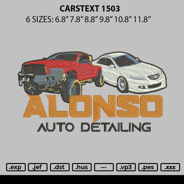 Carstext 1503 Embroidery File 6 sizes