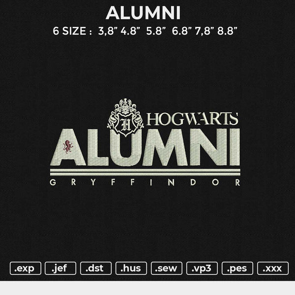 ALUMNI Embroidery File 6 size