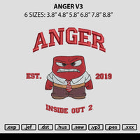 Anger V3 Embroidery File 6 sizes