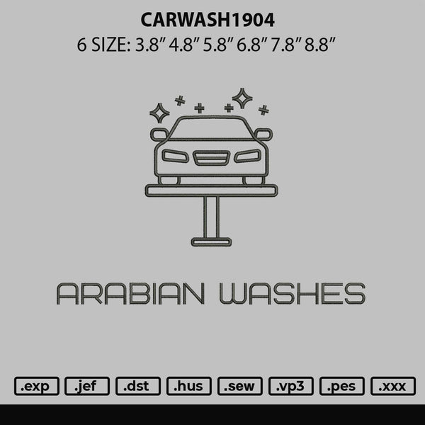 Carwash1904 Embroidery File 6 sizes