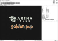 ARENA PLUS GOLDEN PUP Embroidery File 6 size