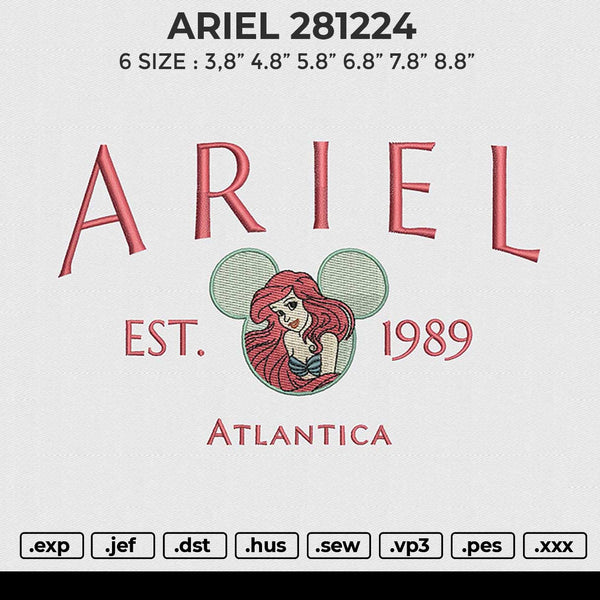 ARIEL 281224 Embroidery File 6 size
