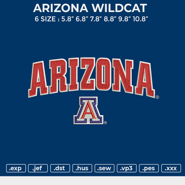 Arizona A Embroidery File 6 sizes