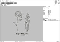 August Flo Embroidery File 6 sizes