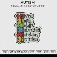 AUTISM Embroidery File 6 size