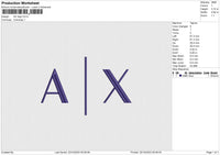 AX logo Embroidery File 6 size