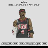 Allen Embroidery File 6 size