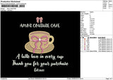 Coffee Bow 01 Embroidery File 6 sizes